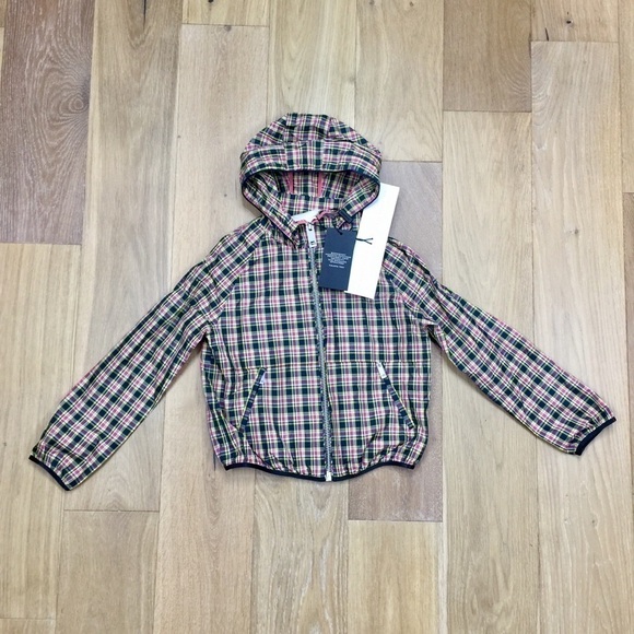 BURBERRY Brenty Check Hooded Jacket  Bright Coral Pink Girl's Size 8Y - Picture 2 of 12
